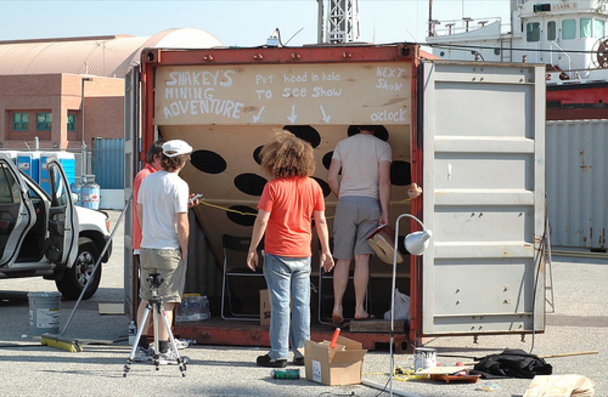 Shakey's Mining Adventure — setting up the shipping container at San Pedro waterfront
